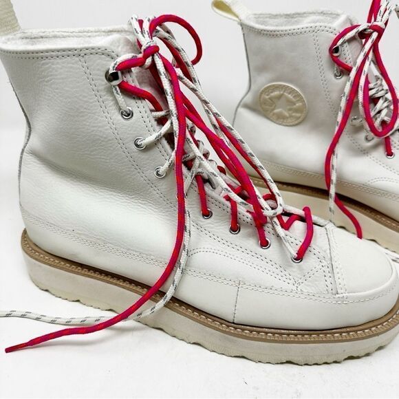 Converse All Terrain Leather Boot Pink Laces Hightop Sneakers Size 10 - Picture 3 of 11